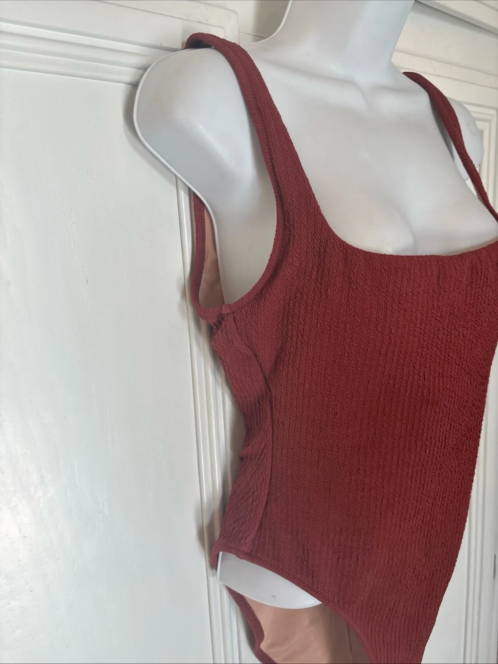 EUC J. Crew Textured Square Neck Scoop Back One Piece Swimsuit Sz 6 Brown